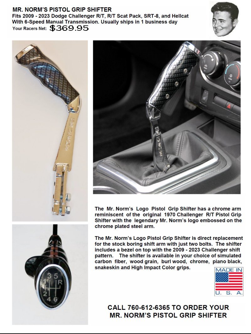 Fits 2008-2014 Dodge Challenger Reaper Pistol Grip Shifter Handle Black Anodized